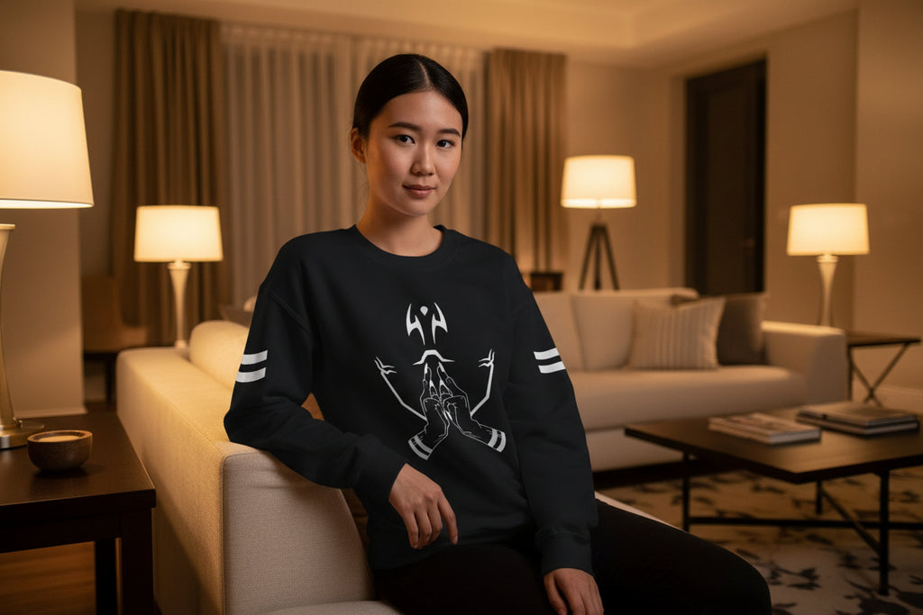 Sukuna sweatshirt worn by model